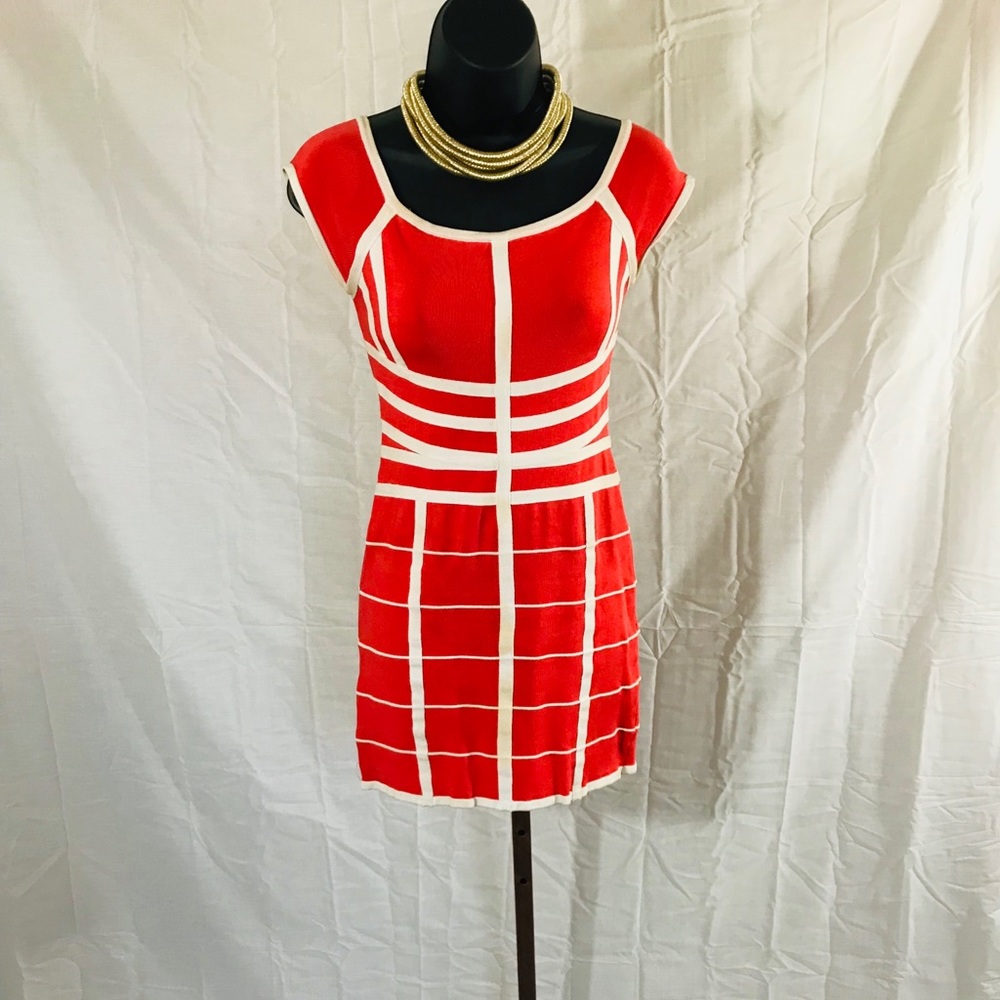 Bebe Bodycon Orange Cage Dress - Picture 2 of 2